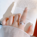 wholesale 925 Sterling Silver Ethereal Delicate Bow Freshwater Pearl Ring Fairy Super Sparkling Exquisite Minimalist Design Band-0-3
