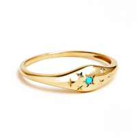 wholesale S925 Sterling Silver Zodiac Constellation Star Zircon Ring For Women, European And American Cross-border Creative Ins French Style-Gold-Sagittarius No.7