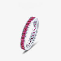 wholesale S925 silver new style row ring with ruby-red round 225mm stones, delicate women's ring for slender fingers-White【R-1328】>8