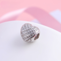 wholesale S925 Sterling Silver Creative Heart-shaped Zircon Pendant Korean Fashion Silver Jewelry Necklace Personality Minimalist Beaded Cross-border New Product-0-1