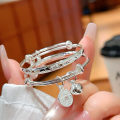 wholesale 999 Sterling Silver Baby Bracelet with Auspicious Fu Character, Smart and Clever, for Unisex Infants and Children, Moon Celebration Silver Jewelry-0-12