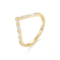 wholesale S925 Sterling Silver V-shaped Zircon Engagement Wedding Band For Women-Gold No. 6