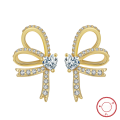 wholesale S925 Silver Ultra Sparkly Small Fresh Bow Earrings, Hollow Ear Studs Minimalist Luxury New Design-0-6