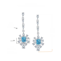 wholesale Metal material first: new TikTok live streaming best-selling sea blue rectangular high-carbon diamond 7*9 blue diamond women's earrings-0-5