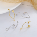 wholesale S925 Sterling Silver Fashionable Creative Small Gold Ball Twist Wire Hook Earrings, Trendy Luxury Style Elegant Earrings-0-0