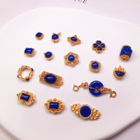 wholesale S925 gold-plated silver natural lapis lazuli four-leaf clover running charm bracelet necklace braided cord DIY handmade spacer beads semi-finished-Style 2