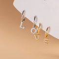 wholesale S925 Silver 26 Letters Diamond-Inlaid Ear Studs Korean Style Simple and Elegant Single Pendant for Women D9558-0-2