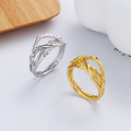 wholesale S925 Sterling Silver Korean-style Light Luxury Multi-layer Driftwood Grain Line Intertwined Open Ring Original Hipster Wind Ring for Women-0-0