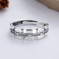 wholesale S925 Sterling Silver Retro Minimalist Geometric Line Ring Ins Unisex-YFJ283/approx. 2.8g Adjustable opening