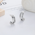 wholesale Silver Yunchaoxuan S990 Fashion Vintage Antiqued Multi-Line Interwoven Minimalist Style Elegant Trendy Hoop Earrings Ear Clips-0-2