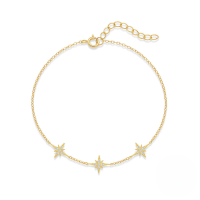 wholesale S925 Sterling Silver Classic Bestselling Octagram Zircon-inlaid Luxury Bracelet, Amazon's Popular Versatile Accessory-Gold 925 silver