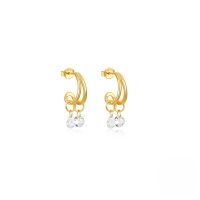 wholesale S925 Sterling Silver Classic Star And Moon Earrings With Zirconia And Teardrop Design-Gold#1 925 Silver