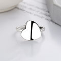 wholesale S925 metal retro fashion minimalist glossy creative heart-shaped design open ring-0-1