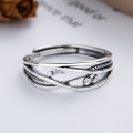 wholesale S925 Sterling Silver Vintage Antique "Love You" English Double-Layer Hollow Open Ring for Women-0-1