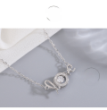wholesale S925 Sterling Silver Beating Heart Necklace for Women, Korean Style Minimalist and Luxe Love Letter Pendant Collarbone Chain-0-4