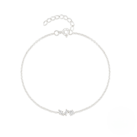 wholesale S925 Sterling Silver Small Exquisite Geometric Marquise Pendant Bracelet With Zircon Inlay, Designed For Daily Elegance And High-end Appeal-Platinum 925 silver