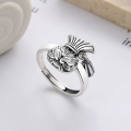 wholesale S925 Sterling Silver Chaozheng Fortune Bag Lotus Pendant Ring Ethnic Bohemian Vintage Style Index Finger Band-0-0
