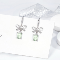 wholesale S925 Sterling Silver Bow-Shaped Zircon Necklace and Earrings Set, Light Luxury Fashion Earrings, Niche Design Elegant Collarbone Chain-0-7