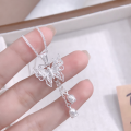 wholesale Sterling Silver S999 New Filigree Tassel Lily of the Valley Butterfly Necklace, Ins Style Light Luxury High-end Women's Choker-0-2