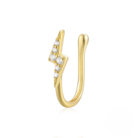wholesale S925 Sterling Silver Geometric Teardrop Lightning Rhinestone Nose Cuff Piercing Jewelry-Gold single #5