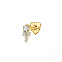 wholesale S925 Sterling Silver Metal Tassel Chain With Crystal Accent Heart Flat Threaded Ear Cartilage Stud-Single gold #2