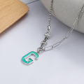 wholesale S925 sterling silver retro trendy fashion letter G creative color pig nose versatile unisex necklace-0-1