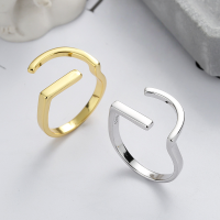 wholesale S925 Sterling Silver Irregular Geometric Open Ring, Creative and Stylish European Fashion Statement Ring for Women-DJ1083/white gold about 2.8g &gt; opening adjustable