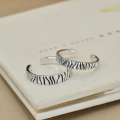 wholesale S925 Sterling Silver Mountain Texture Couple Rings Open-Ended Antique Wushan Niche Student Bands Unisex Matching Gift-0-1