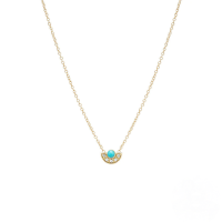 wholesale S925 Sterling Silver Turquoise Moon Fan Pendant Collarbone Choker Necklace-Gold#5 925 silver