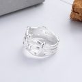 wholesale S925 Sterling Silver Cross-Border Exaggerated Geometric Irregular Trendy Novelty Personality Single Open-End Ring-0-1