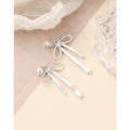 wholesale 925 Sterling Silver Two-Way Wear Bow Pearl Earrings for Women, Summer Ins Style High-End Elegant Stud Earrings-0-1