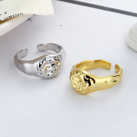 wholesale S925 Sterling Silver Irregular Spot Texture Open Ring, Personality Light Luxury French Style Versatile Ring for Women-DJ1034/white gold about 4.5g &gt; opening adjustable