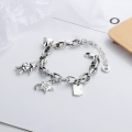 wholesale S925 Sterling Silver Korean-style Retro Thick Chain Star Heart Bear Multi-element Piece Bracelet for Women-0-0
