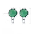 wholesale S925 Sterling Silver Fashion Minimalist Green Agate Jewelry Set with Natural Gemstone Ring and Stud Earrings Two-Piece Set-0-6