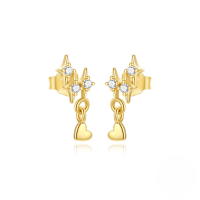 wholesale S925 Sterling Silver Pearl Earrings With Love And Butterfly Design, Simple Stackable And Versatile, European And American Style, Light Luxury Accessories-Gold#6 925 silver