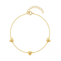 wholesale S925 Sterling Silver Zircon-studded Heart Layering Bracelet For Women, Minimalist Korean Style-Gold 925 silver