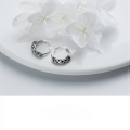 wholesale S925 Sterling Silver Ear Clasp Retro Thai Silver Pattern Small Hoop Ethnic Style Ear Cartilage Stud Jewelry E6165-0-1