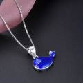 wholesale S925 Sterling Silver New Korean Style Simple Drop Paint Blue Whale Pendant Necklace for Women, Creative Student Silver Jewelry Wholesale-0-0