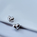 wholesale 925 Silver Brushed Peach Heart Spacer Beads DIY Bracelet Necklace Accessories Handmade Cord Pure Silver Jewelry-0-6