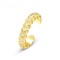 wholesale S925 silver new Korean minimalist style couple ring for women, set with zircon, adjustable open ring for Valentine's Day gift-10K gold + swimming paint Adjustable opening