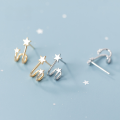 wholesale S925 Sterling Silver Small and Minimalist Double-layer Star Ear Studs for Women, Korean-style Small Five-point Star Earrings G5789-0-1