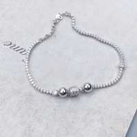 wholesale S925 Sterling Silver Maker Fashionable Ballpoint Claw Chain Slim Waist Full Diamond Bracelet Sparkling and Shining Minimalist Niche Design Hand-Small waist bracelet>925 silver