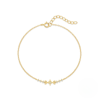 wholesale S925 Sterling Silver Classic Star Moon Zircon Inlaid Minimalist Bracelet Korean Style Small Unique Design Ins Style Hand Chain-Gold 925 silver