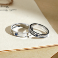 wholesale Au750, 9K Gold Retro Sapphire New Style Diamond Ring Men's Small Design Moissanite Gemstone Couple Bands-0-1
