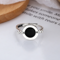 wholesale S925 Sterling Silver Retro Korean Japanese Style Roman Numeral Resin Dial Minimalist Design Adjustable Ring for Men and Women-0-1