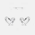 wholesale Sterling Silver Openwork Heart Stud Earrings For Women, Simple And Fashionable, Fresh And Sweet Heart-shaped Korean Style Summer Ear Accessories-0-1