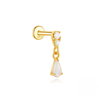 wholesale S925 Sterling Silver Exquisite Australian Opal Marquise Zircon Flat Spiral Cartilage Ear Stud Hot Sale Geometric Ear Jewelry-Single gold #13