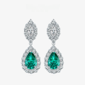 wholesale Metal material first: 2-carat high-carbon diamond earrings with a luxurious and sophisticated feel, featuring water-drop Paraiba gemstones measuring 7*11 from Shipei Jewelry-0-0