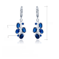 wholesale S925 sterling silver natural topaz earrings, European and American fashion blue sapphire crystal earrings, new style-0-8