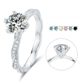 wholesale S925 Sterling Silver Fashionable and Luxurious Moissanite Ring, Finger-Wrapped Design with 1-Carat Gemstone Moissanite Engagement Ring-0-5